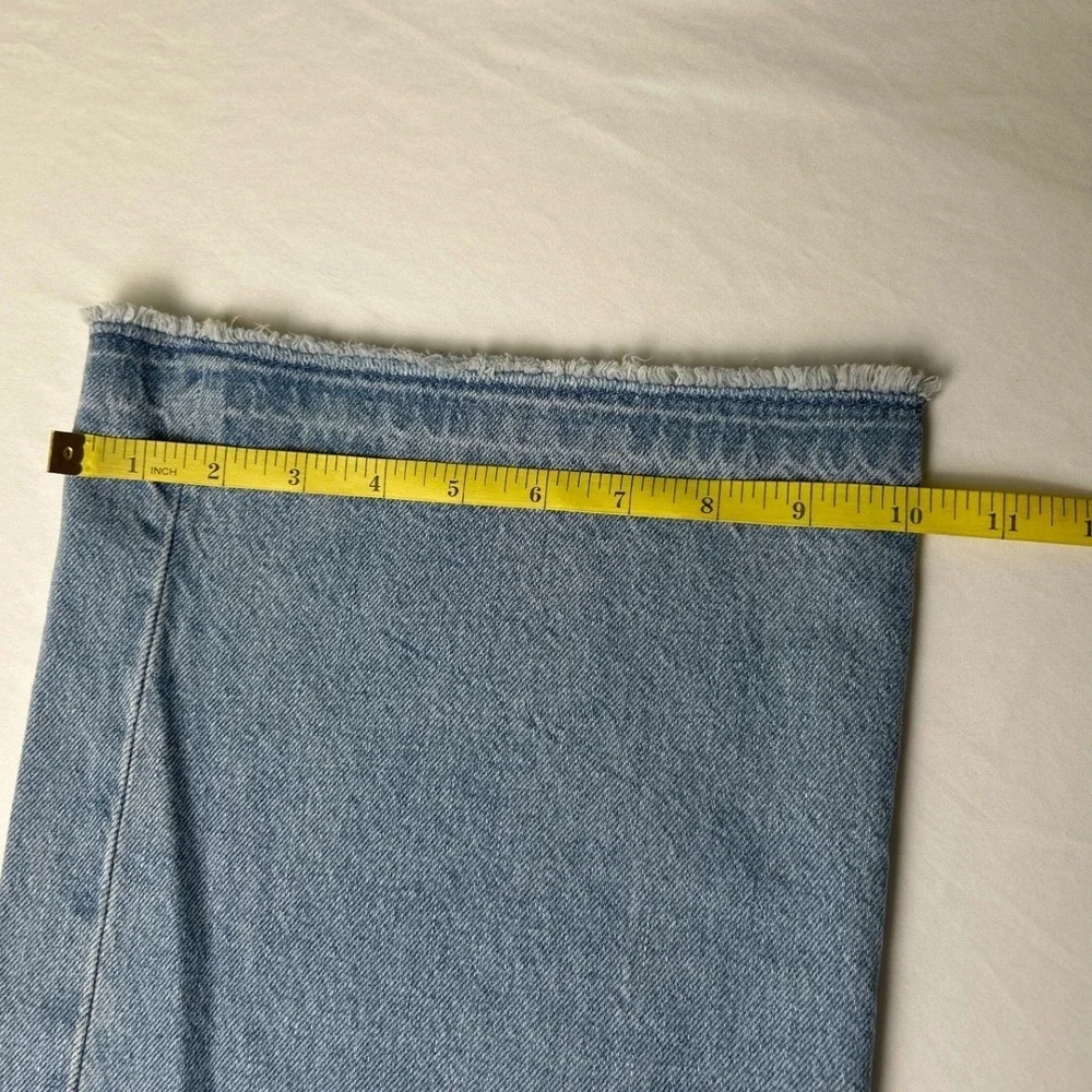 Old Navy Kids Baggy Wide Leg Jean Light Wash 16 High Rise Distressed Raw Hem NEW